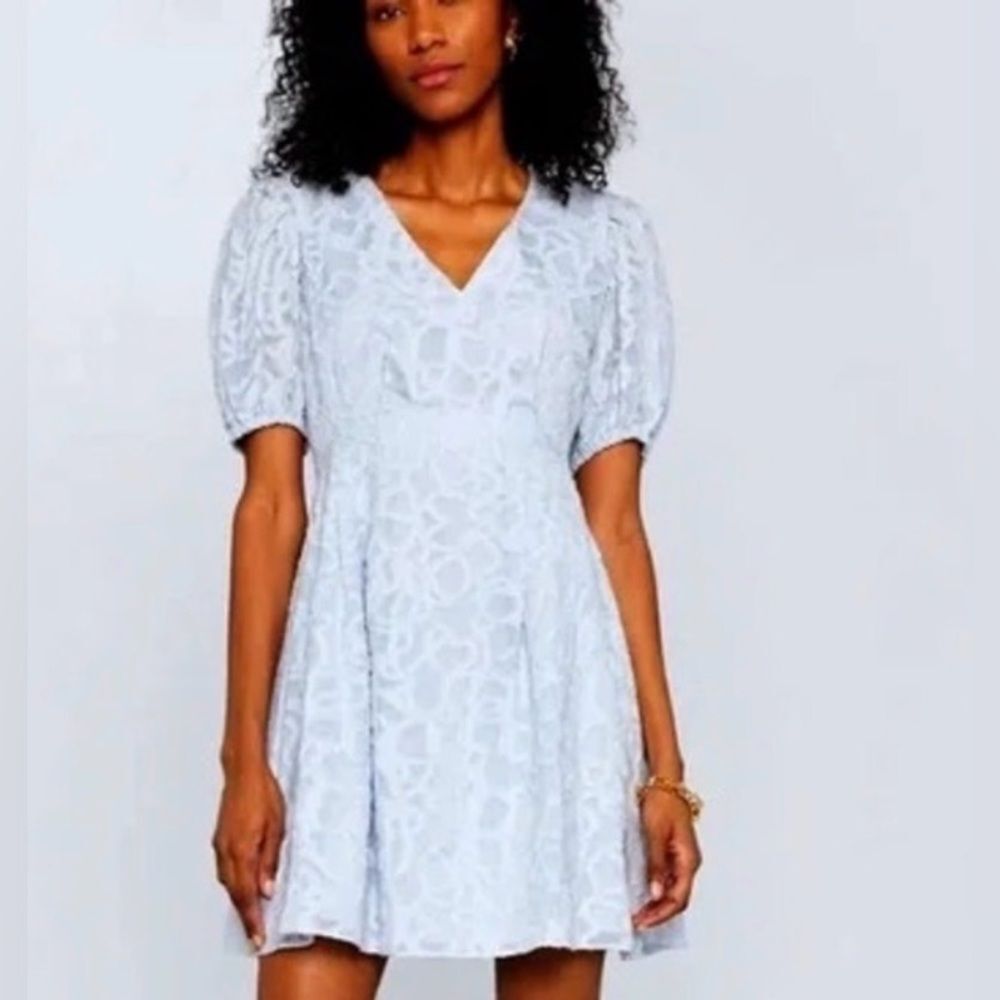 Club Monaco Elegant Gray Puff Sleeve Dress